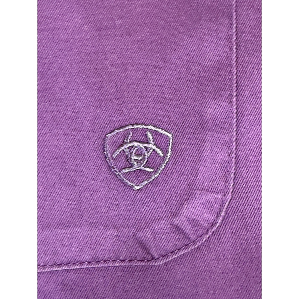 Ariat Mens Long Sleeve Button Down Western Shirt Purple Cotton Twill Medium - Picture 6 of 11